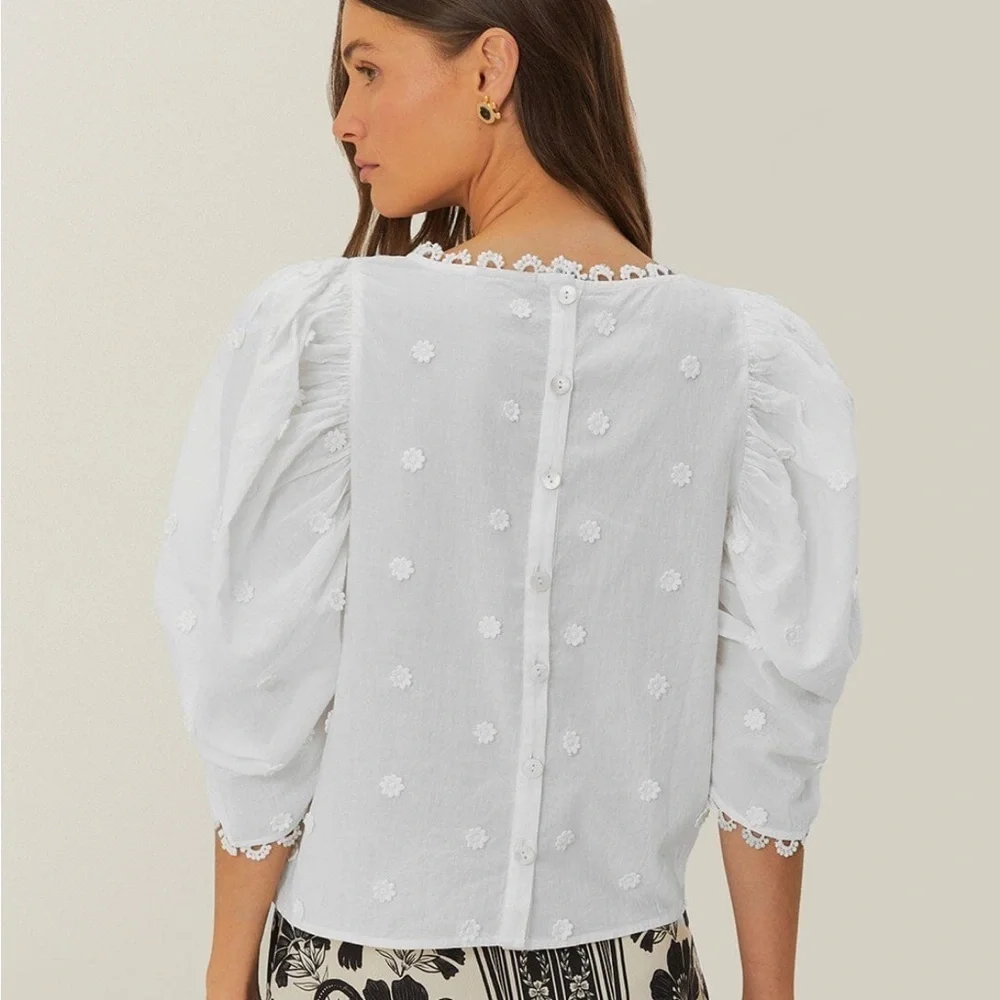 NWT Off-White 3d Flowers Cotton Blouse S